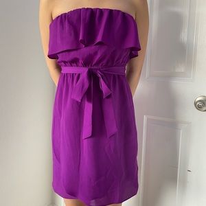 Strapless purple dress